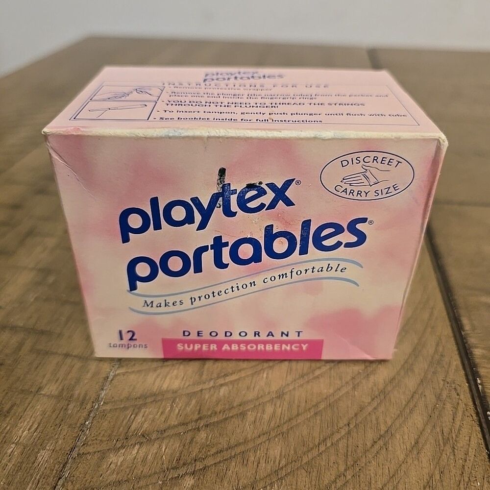 12 Playtex Portables Tampons Vintage Box With Product 90s Regular Deoderant Prop
